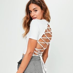 NWT missguided lace up back crop top